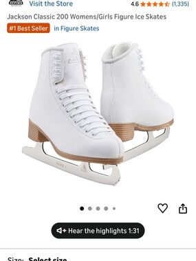 JACKSON White Women's Figure Ice Skates with Natural Wood Heels